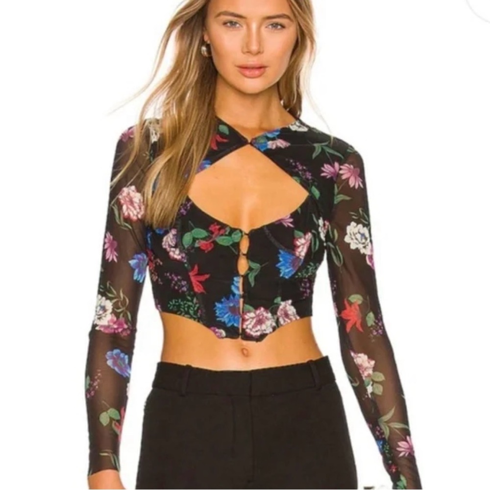 Floral Long Sleeve Crop Top